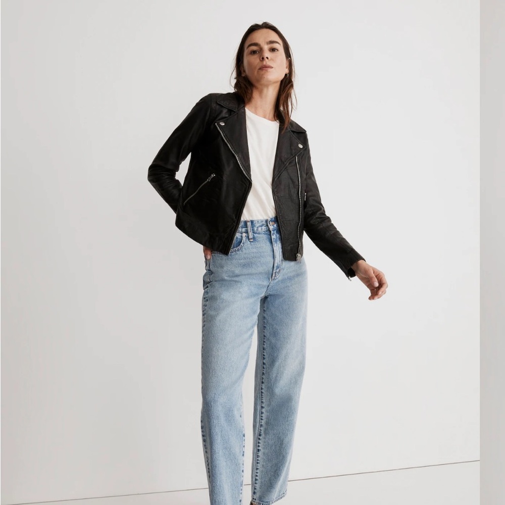 Madewell Black Leather Moto Jacket Size XL - Picture 10 of 13